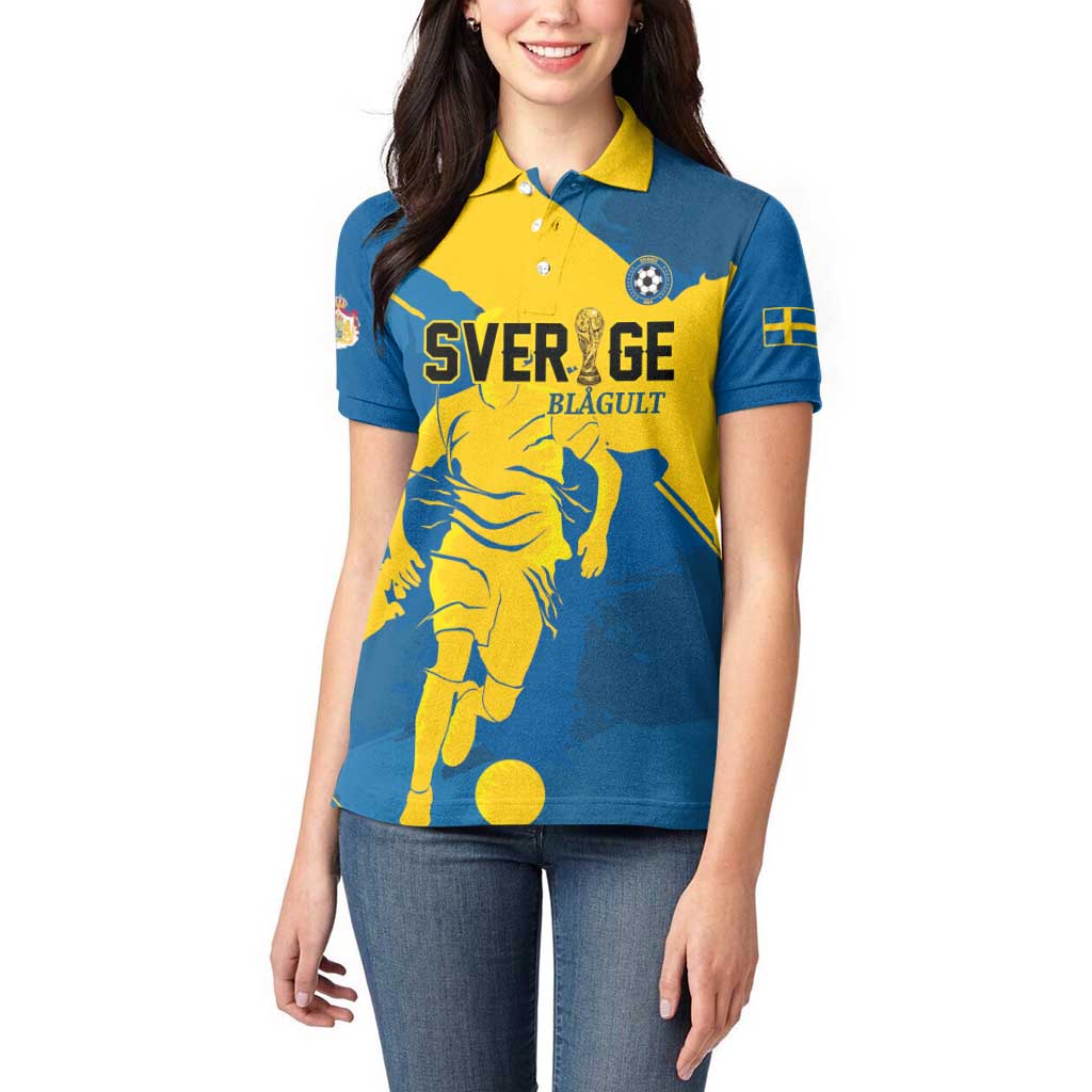 Custom Football 2026 Sweden Women Polo Shirt Sverige Blagult Tillsammans