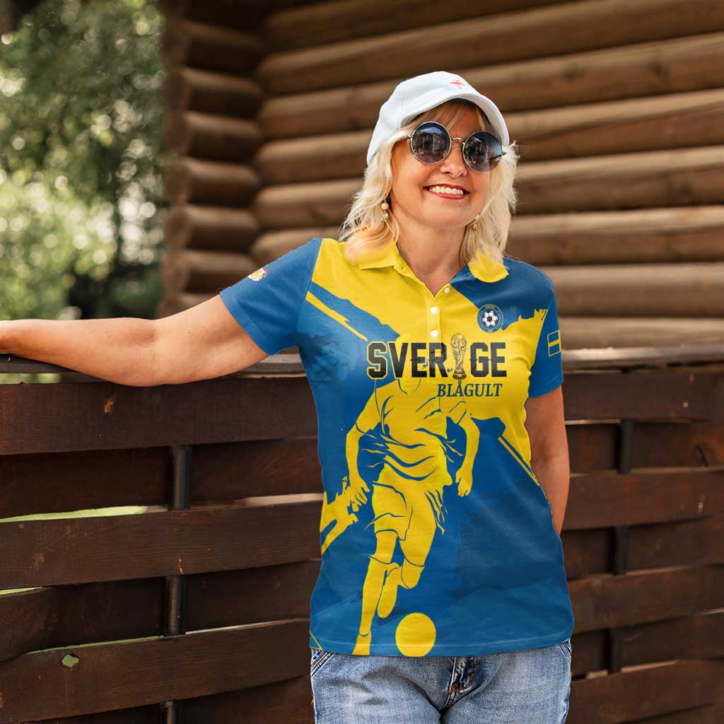 Custom Football 2026 Sweden Women Polo Shirt Sverige Blagult Tillsammans