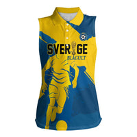 Custom Football 2026 Sweden Women Sleeveless Polo Shirt Sverige Blagult Tillsammans