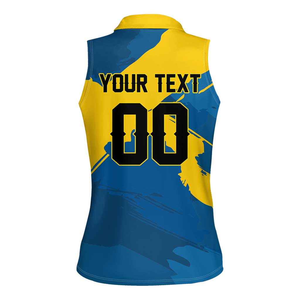 Custom Football 2026 Sweden Women Sleeveless Polo Shirt Sverige Blagult Tillsammans