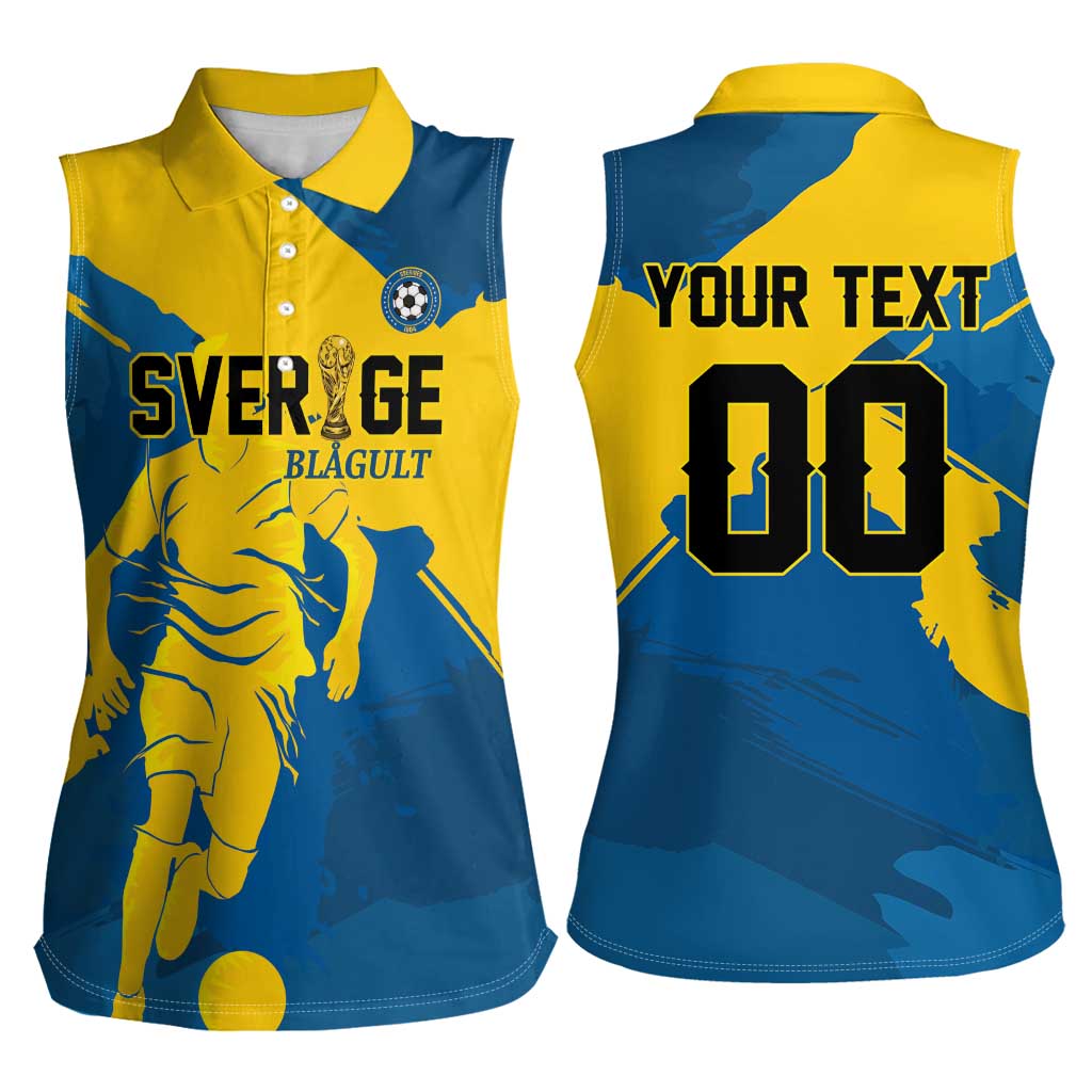 Custom Football 2026 Sweden Women Sleeveless Polo Shirt Sverige Blagult Tillsammans