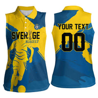 Custom Football 2026 Sweden Women Sleeveless Polo Shirt Sverige Blagult Tillsammans