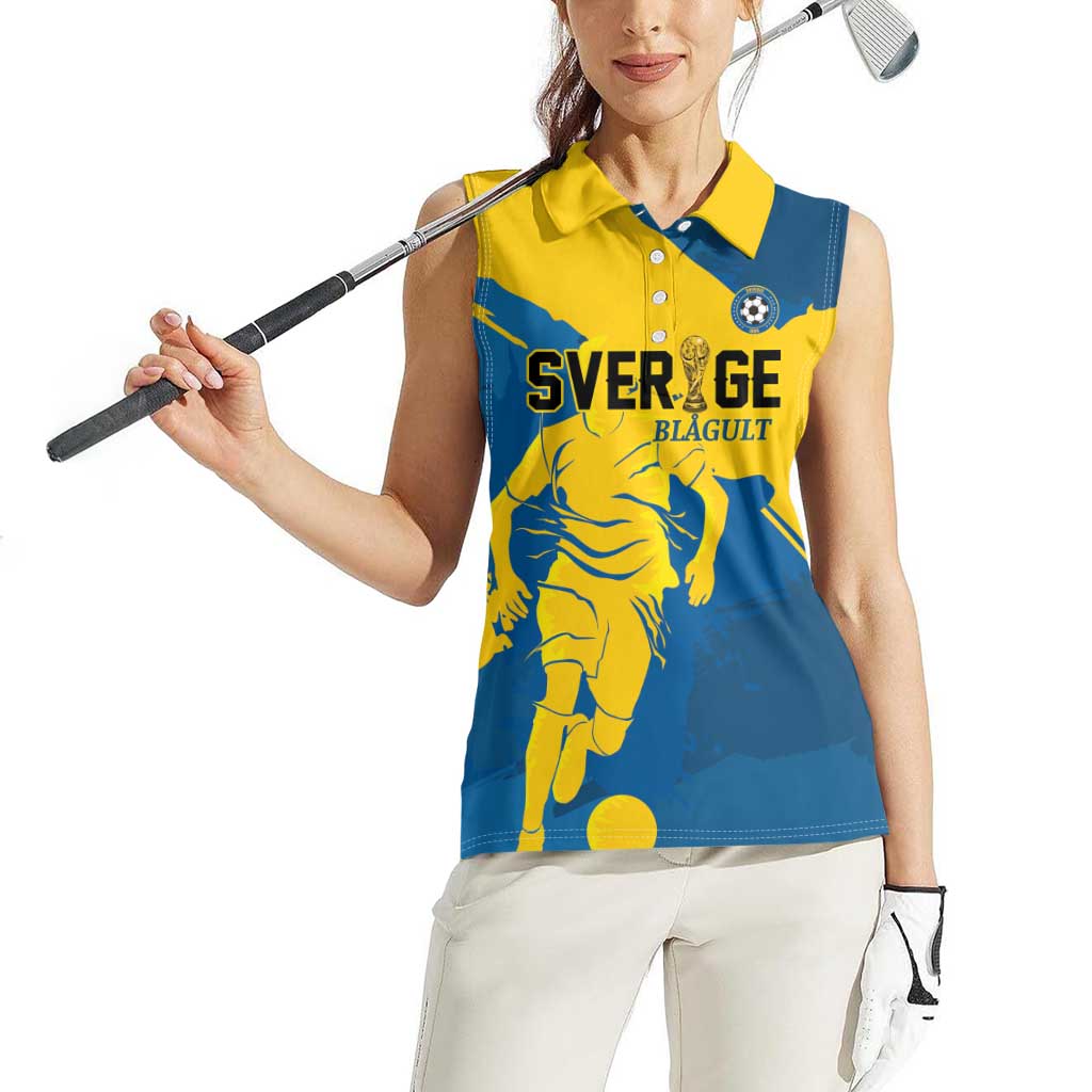 Custom Football 2026 Sweden Women Sleeveless Polo Shirt Sverige Blagult Tillsammans