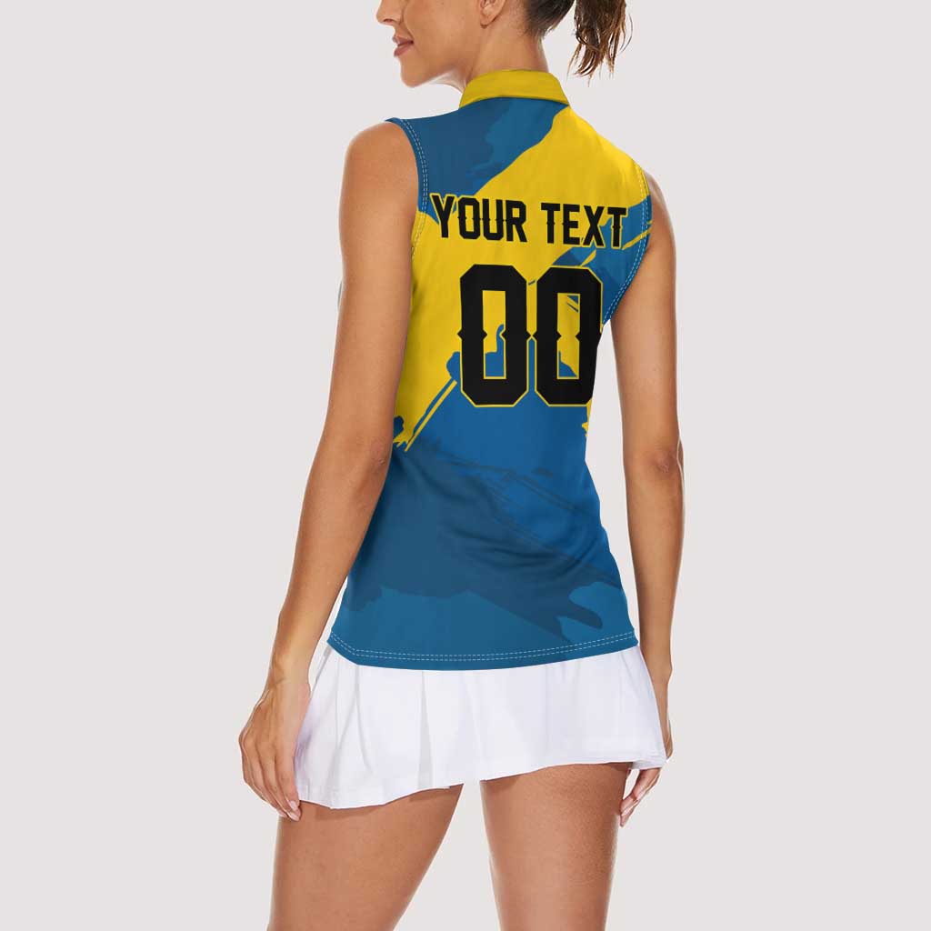 Custom Football 2026 Sweden Women Sleeveless Polo Shirt Sverige Blagult Tillsammans