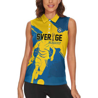 Custom Football 2026 Sweden Women Sleeveless Polo Shirt Sverige Blagult Tillsammans