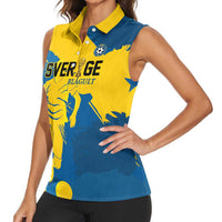 Custom Football 2026 Sweden Women Sleeveless Polo Shirt Sverige Blagult Tillsammans