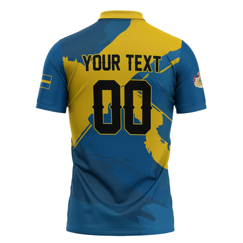 Custom Football 2026 Sweden Zipper Polo Shirt Sverige Blagult Tillsammans