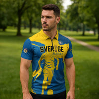 Custom Football 2026 Sweden Zipper Polo Shirt Sverige Blagult Tillsammans