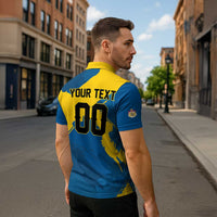 Custom Football 2026 Sweden Zipper Polo Shirt Sverige Blagult Tillsammans
