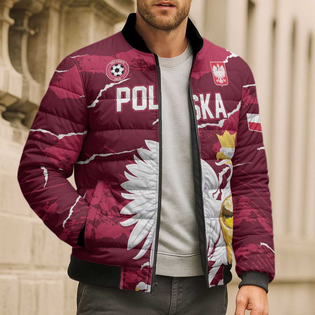 Custom Football 2026 Poland Bomber Puffer Jacket Go Polska Eagles