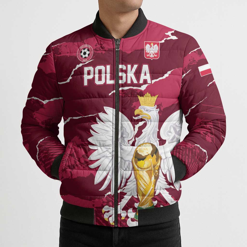 Custom Football 2026 Poland Bomber Puffer Jacket Go Polska Eagles