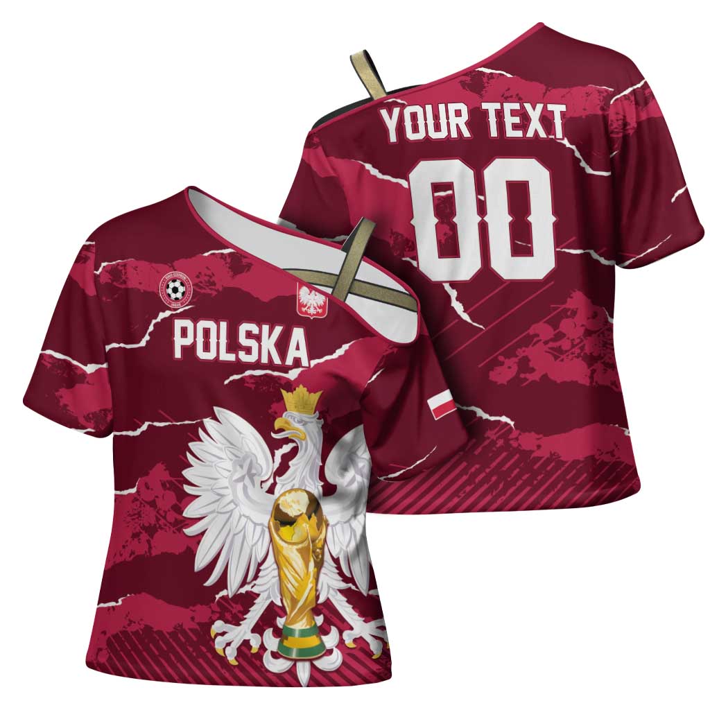 Custom Football 2026 Poland Cross Shoulder Shirt Go Polska Eagles