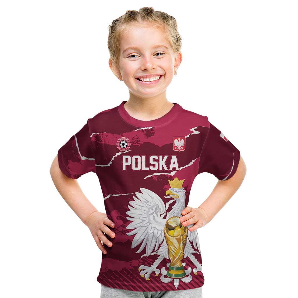 Custom Football 2026 Poland Kid T Shirt Go Polska Eagles