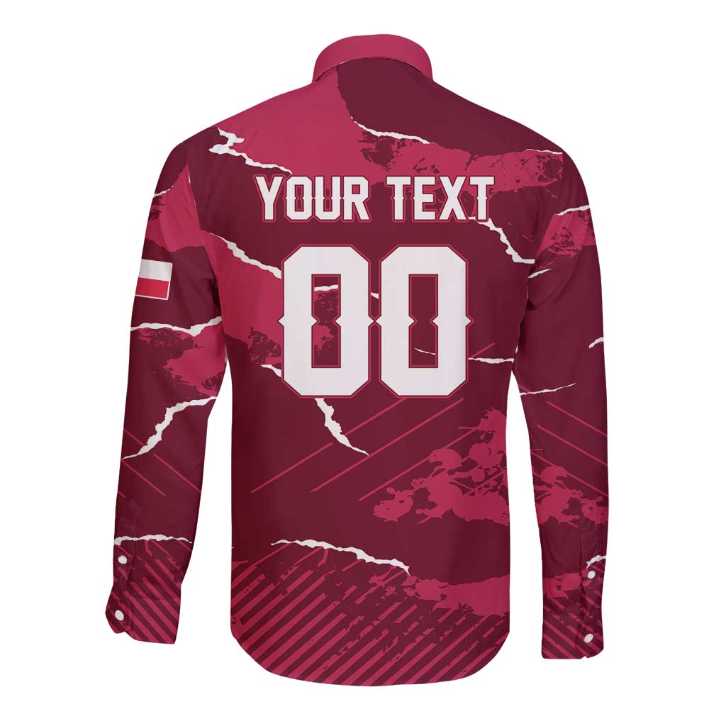 Custom Football 2026 Poland Long Sleeve Button Shirt Go Polska Eagles