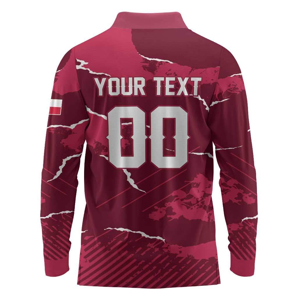 Custom Football 2026 Poland Long Sleeve Polo Shirt Go Polska Eagles