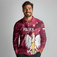 Custom Football 2026 Poland Long Sleeve Polo Shirt Go Polska Eagles