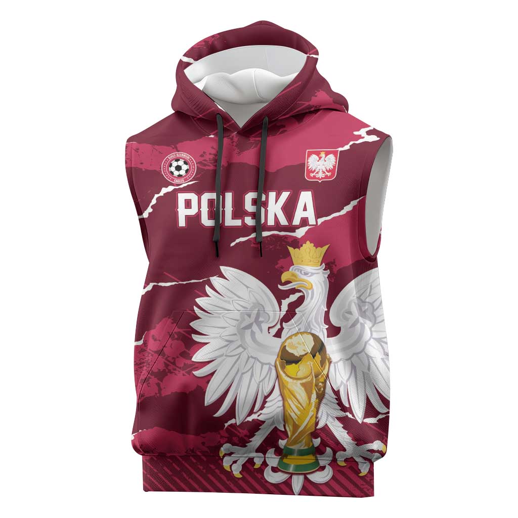 Custom Football 2026 Poland Sleeveless Hoodie Go Polska Eagles