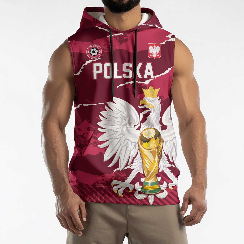 Custom Football 2026 Poland Sleeveless Hoodie Go Polska Eagles