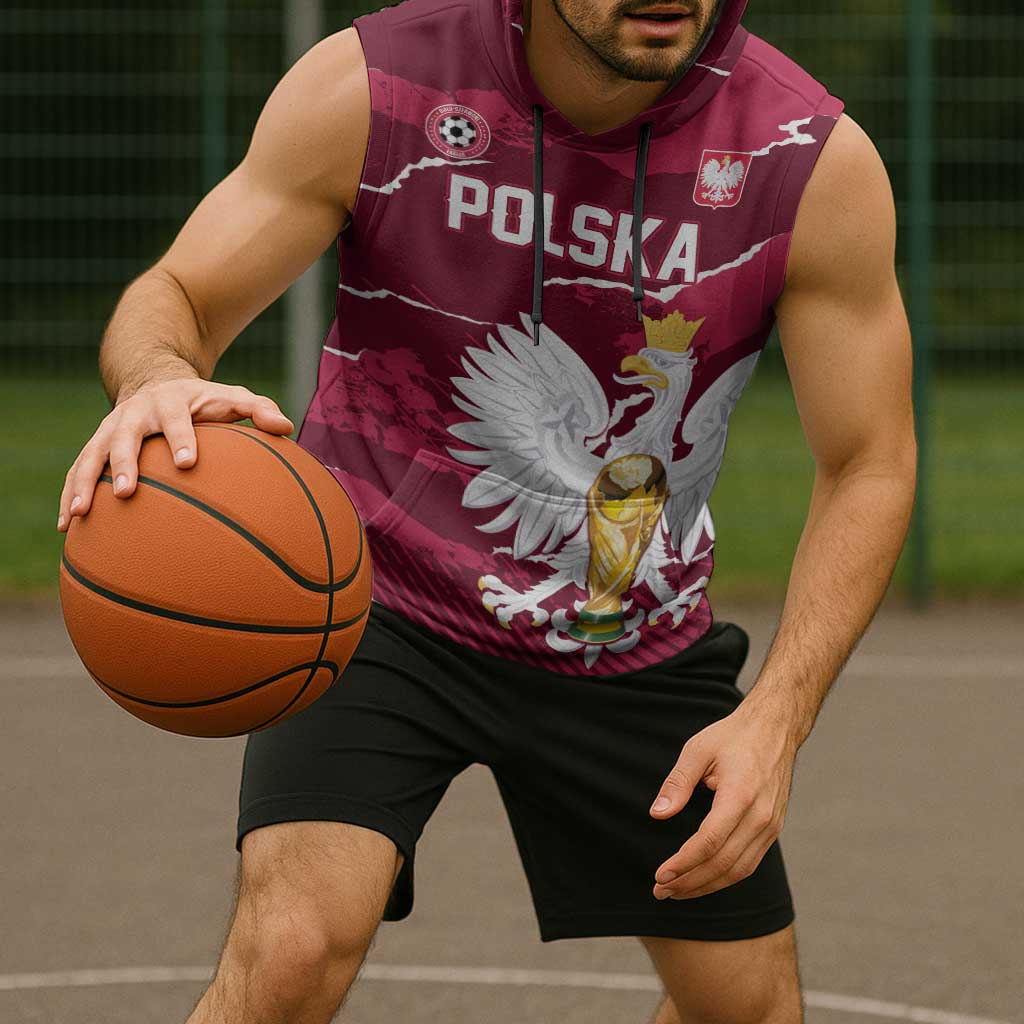 Custom Football 2026 Poland Sleeveless Hoodie Go Polska Eagles