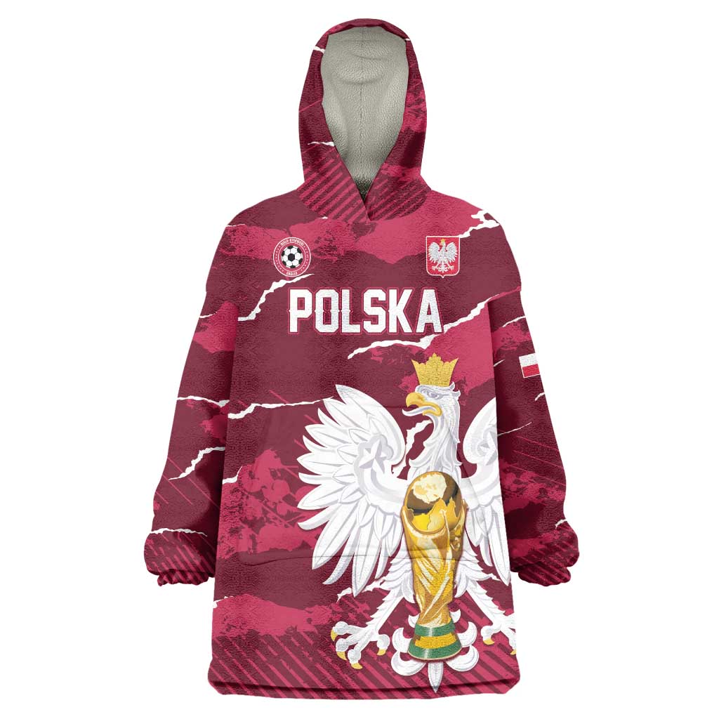 Custom Football 2026 Poland Wearable Blanket Hoodie Go Polska Eagles