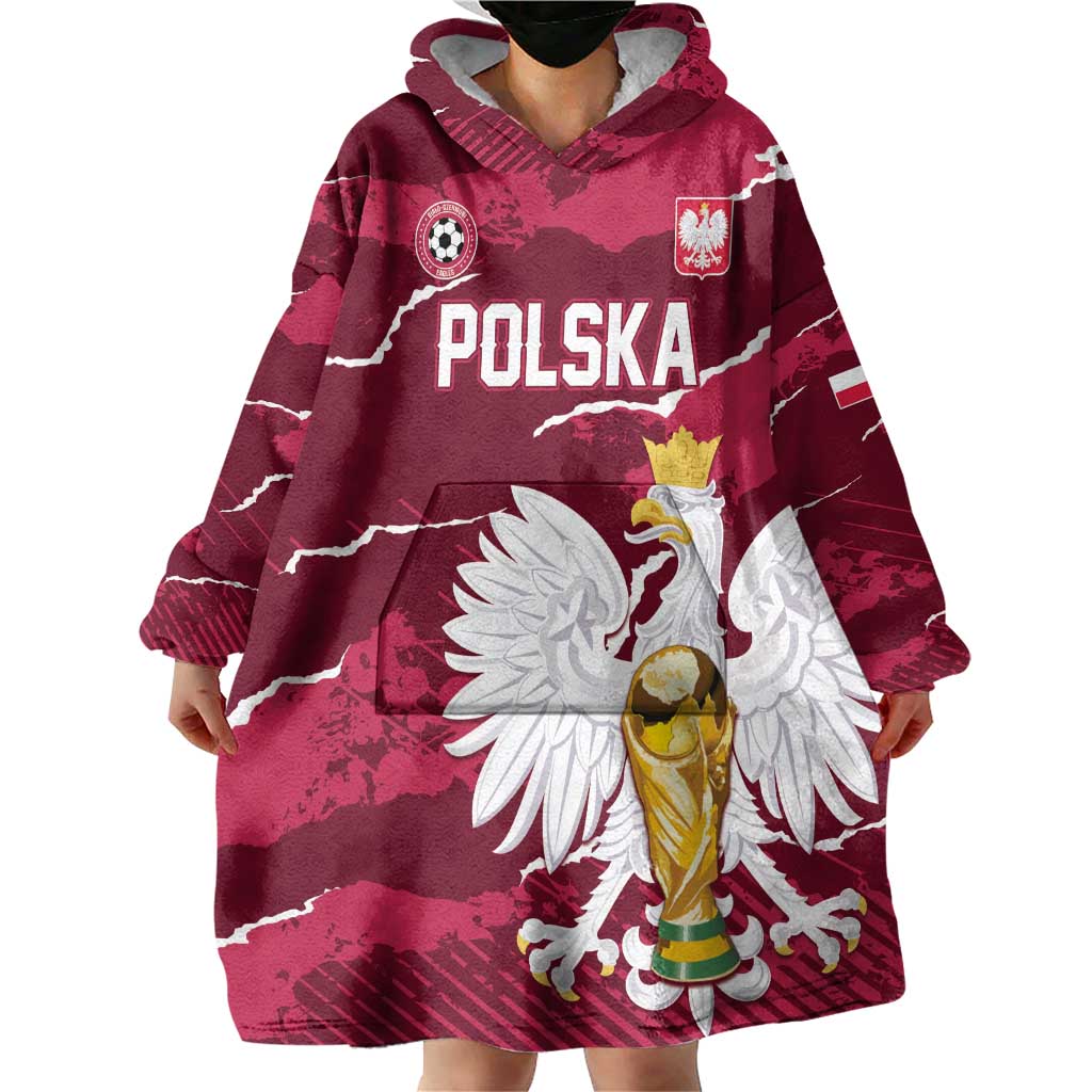 Custom Football 2026 Poland Wearable Blanket Hoodie Go Polska Eagles