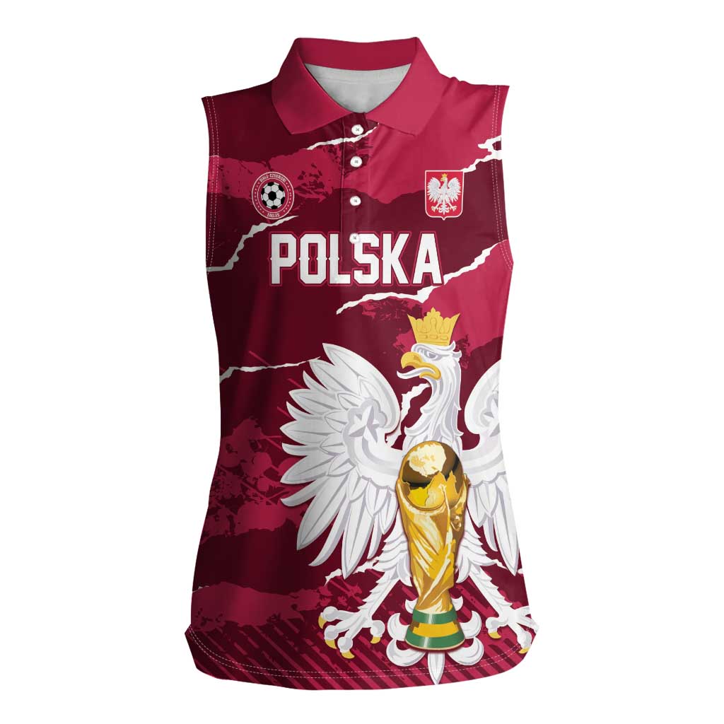 Custom Football 2026 Poland Women Sleeveless Polo Shirt Go Polska Eagles