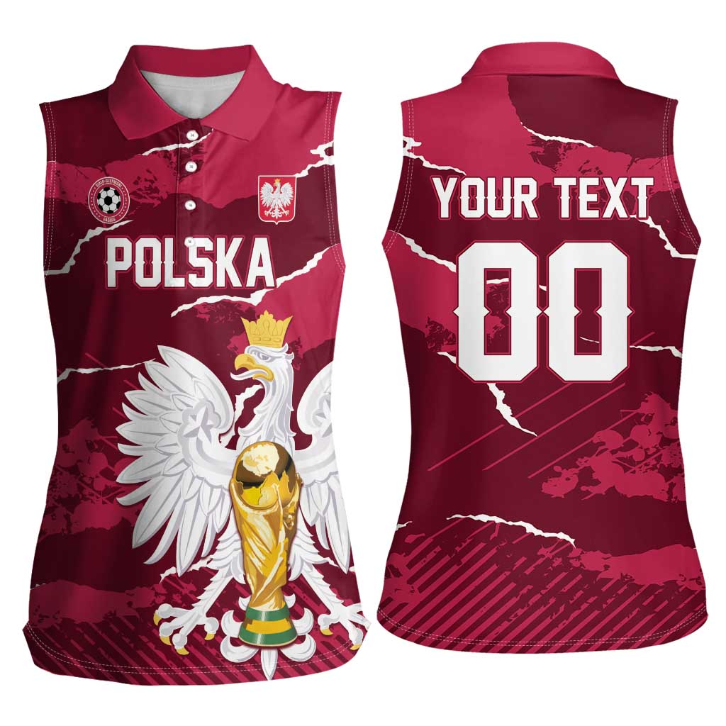 Custom Football 2026 Poland Women Sleeveless Polo Shirt Go Polska Eagles