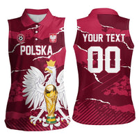 Custom Football 2026 Poland Women Sleeveless Polo Shirt Go Polska Eagles