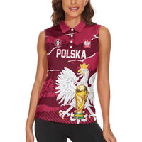 Custom Football 2026 Poland Women Sleeveless Polo Shirt Go Polska Eagles