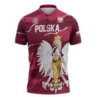 Custom Football 2026 Poland Zipper Polo Shirt Go Polska Eagles