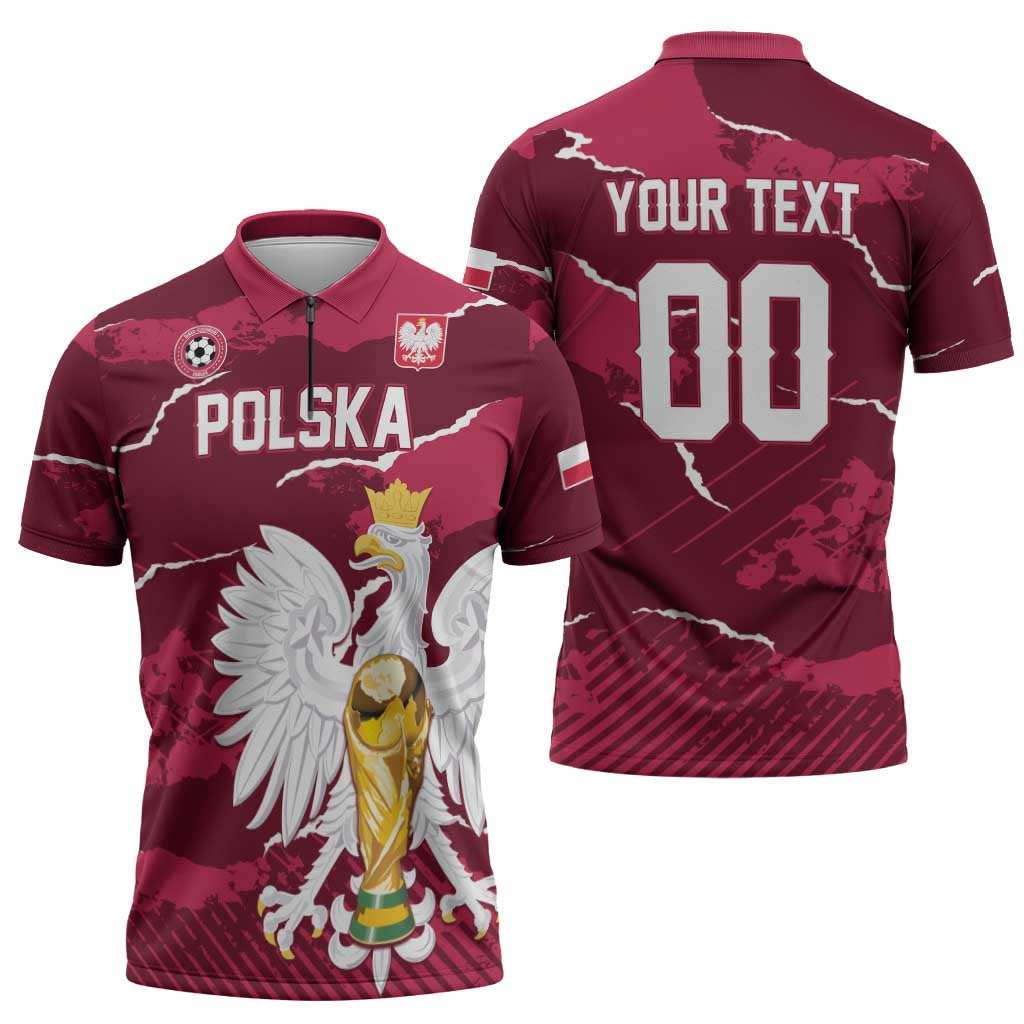 Custom Football 2026 Poland Zipper Polo Shirt Go Polska Eagles