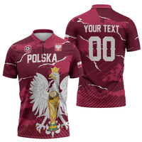 Custom Football 2026 Poland Zipper Polo Shirt Go Polska Eagles