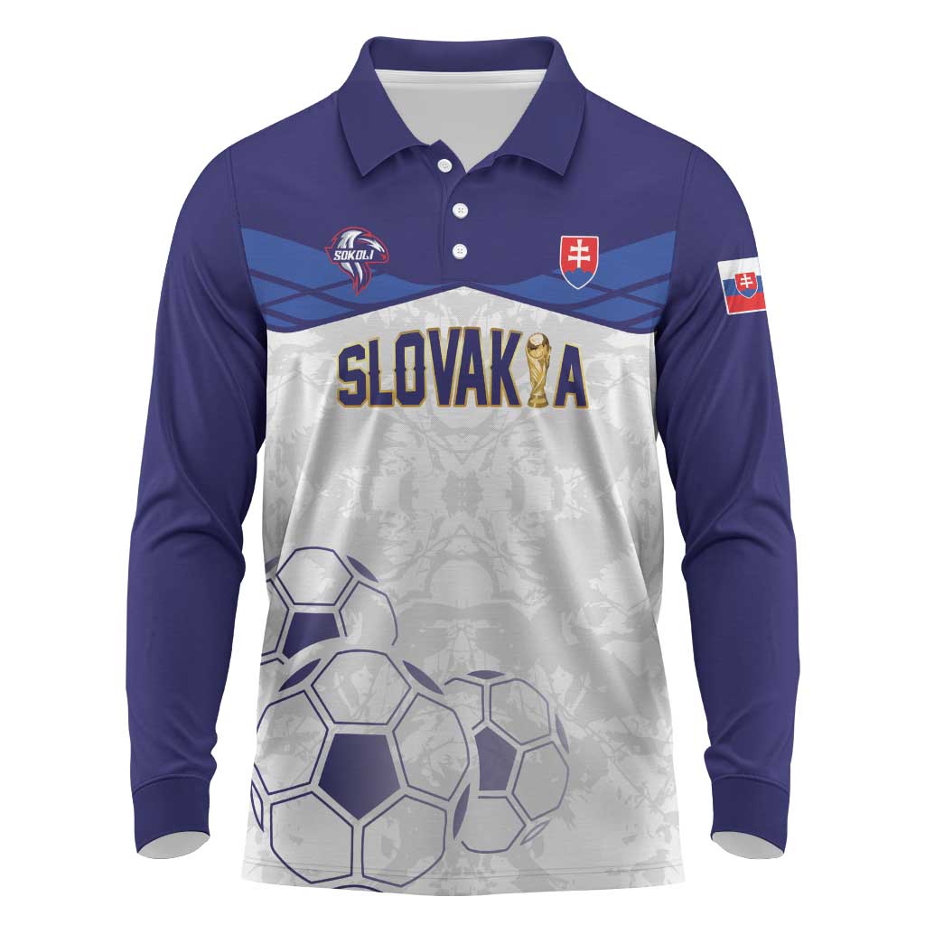 Custom Football 2026 Slovakia Long Sleeve Polo Shirt Hrabri Sokoli