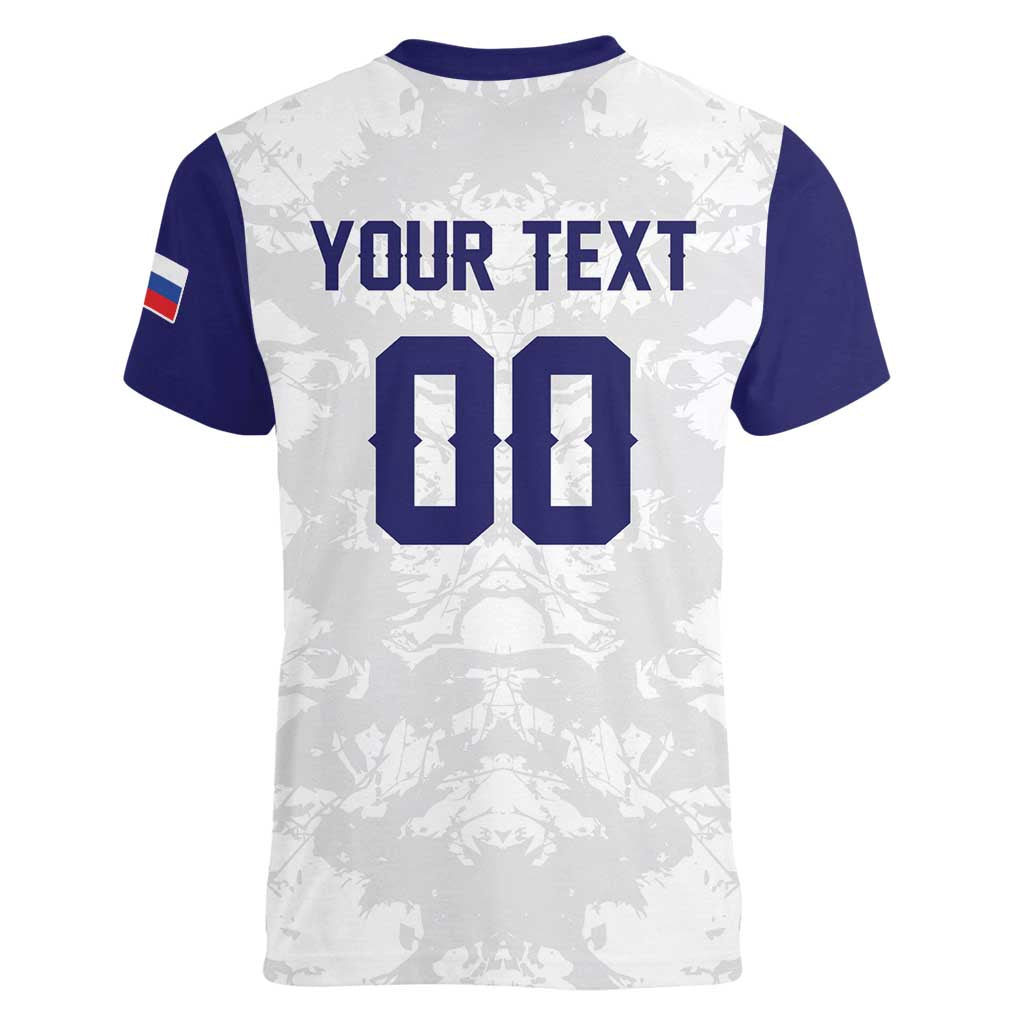 Custom Football 2026 Slovakia Women V-Neck T-Shirt Hrabri Sokoli