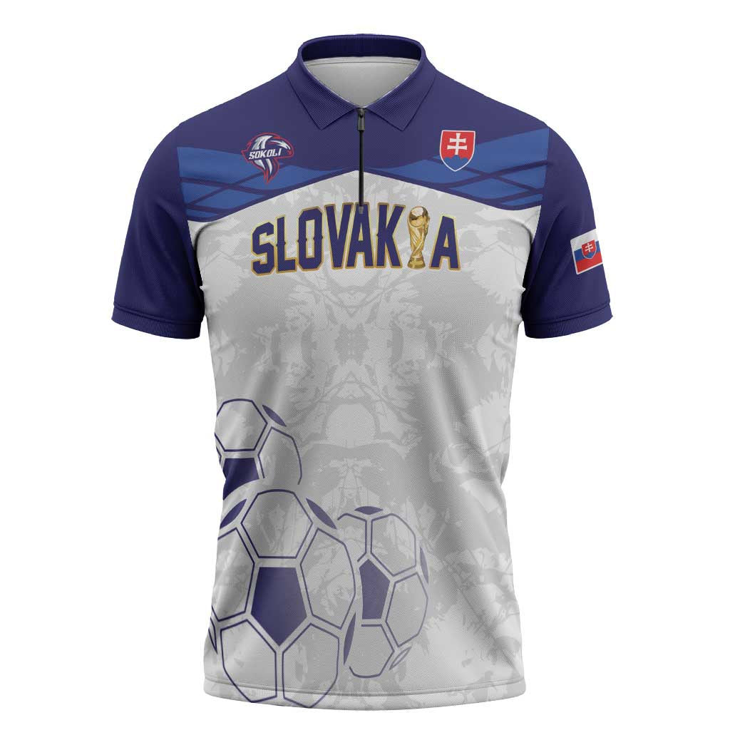 Custom Football 2026 Slovakia Zipper Polo Shirt Hrabri Sokoli
