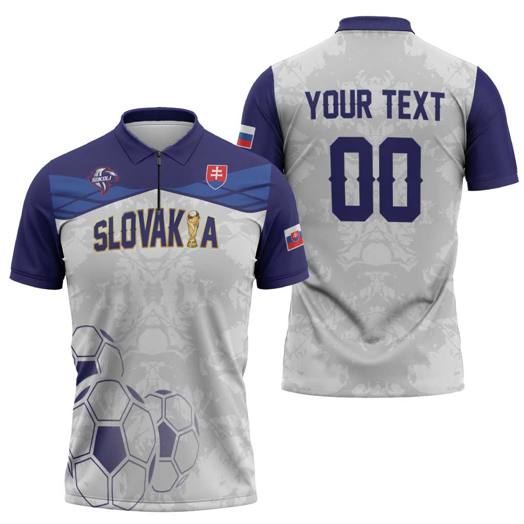 Custom Football 2026 Slovakia Zipper Polo Shirt Hrabri Sokoli