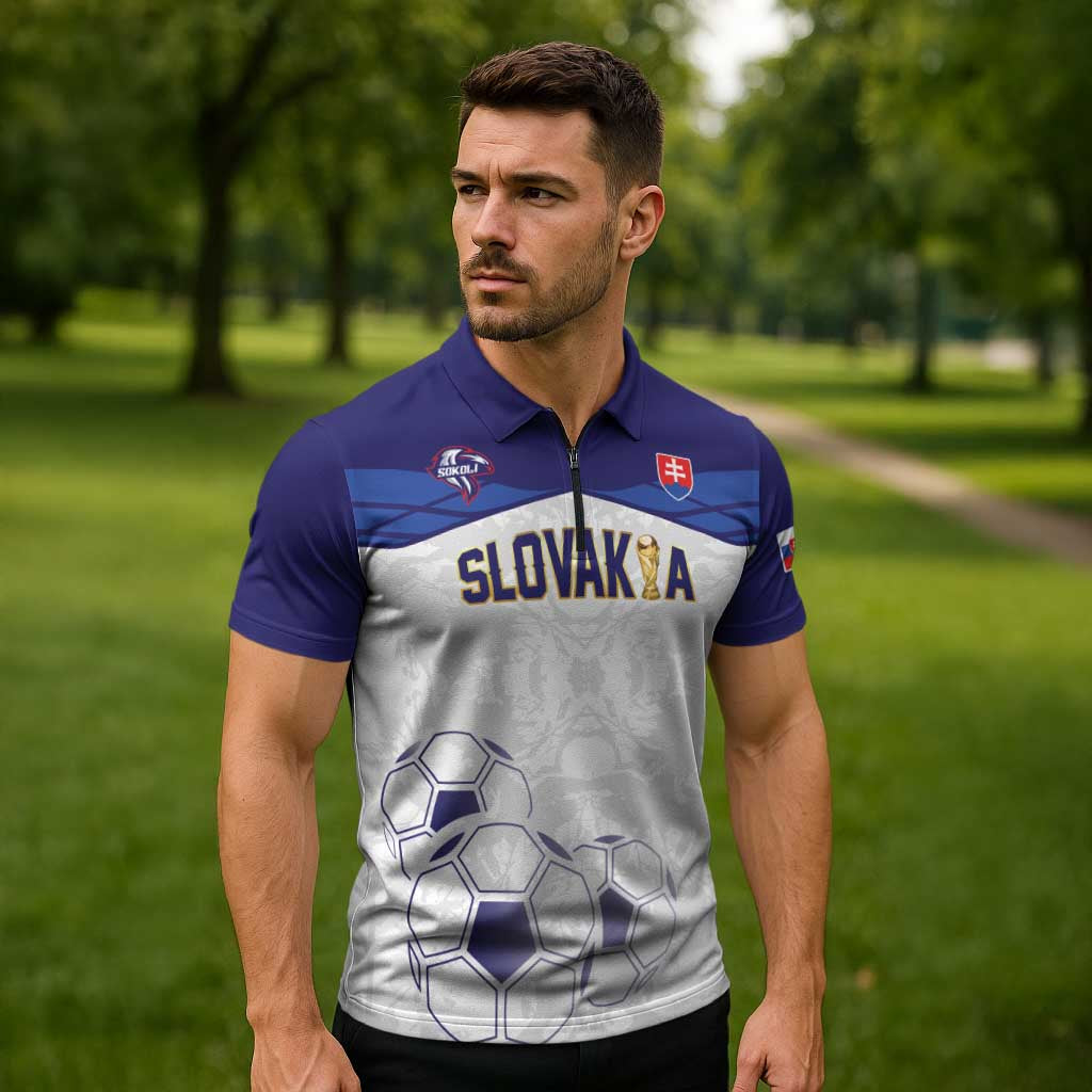 Custom Football 2026 Slovakia Zipper Polo Shirt Hrabri Sokoli