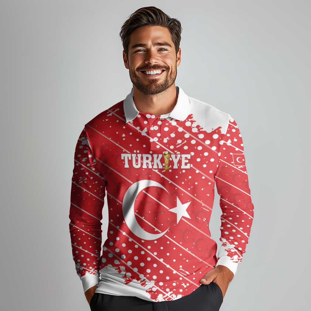 Custom Football 2026 Turkiye Long Sleeve Polo Shirt Turkey Ay-Yıldızlılar