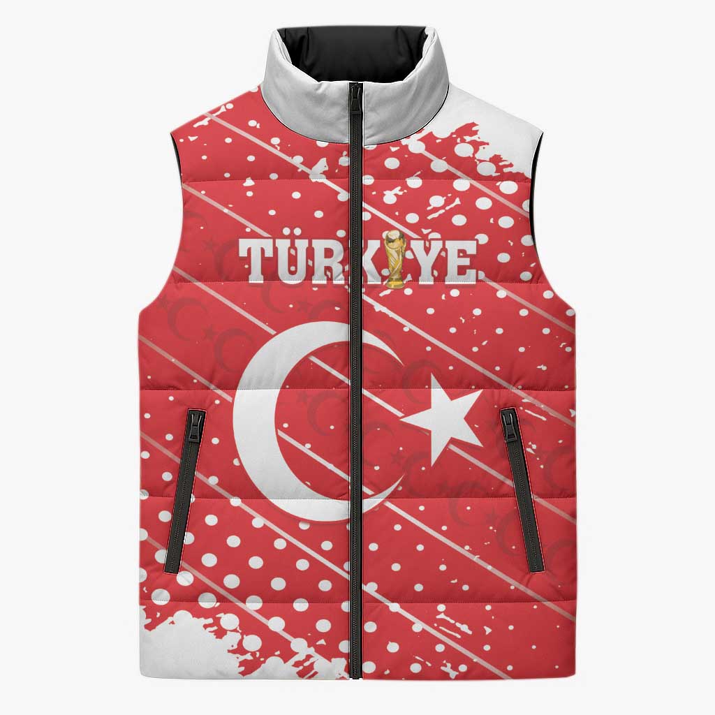 Custom Football 2026 Turkiye Sleeveless Puffer Jacket Turkey Ay-Yıldızlılar