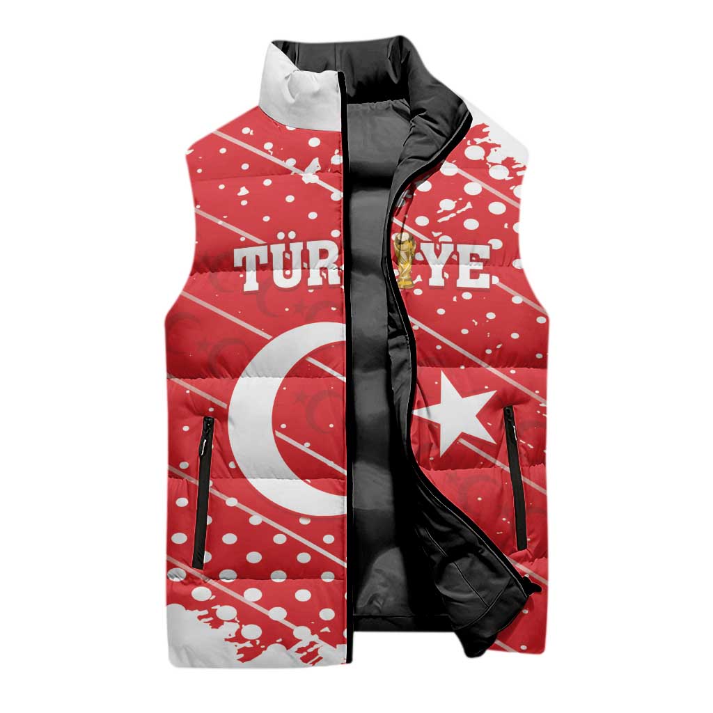 Custom Football 2026 Turkiye Sleeveless Puffer Jacket Turkey Ay-Yıldızlılar
