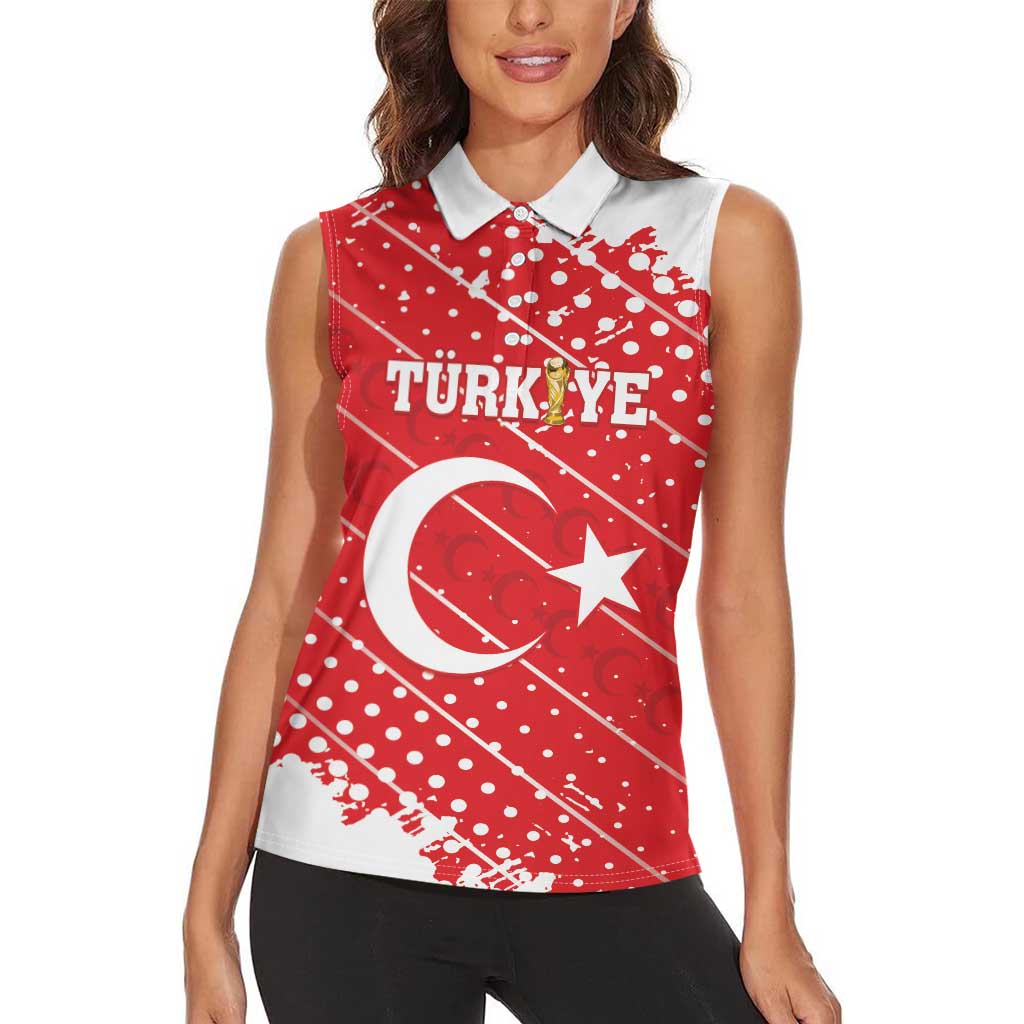 Custom Football 2026 Turkiye Women Sleeveless Polo Shirt Turkey Ay-Yıldızlılar