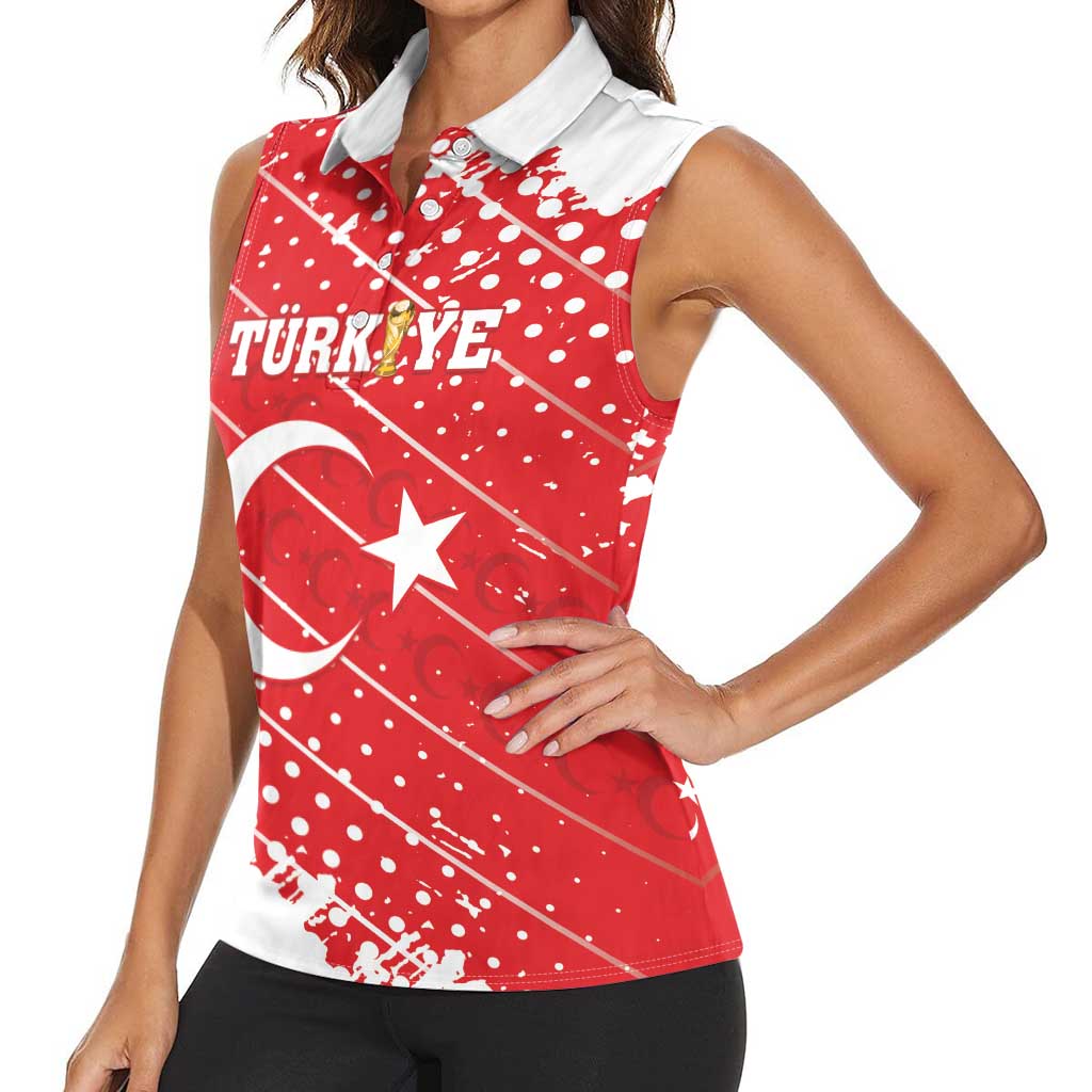 Custom Football 2026 Turkiye Women Sleeveless Polo Shirt Turkey Ay-Yıldızlılar