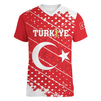 Custom Football 2026 Turkiye Women V-Neck T-Shirt Turkey Ay-Yıldızlılar