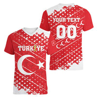 Custom Football 2026 Turkiye Women V-Neck T-Shirt Turkey Ay-Yıldızlılar