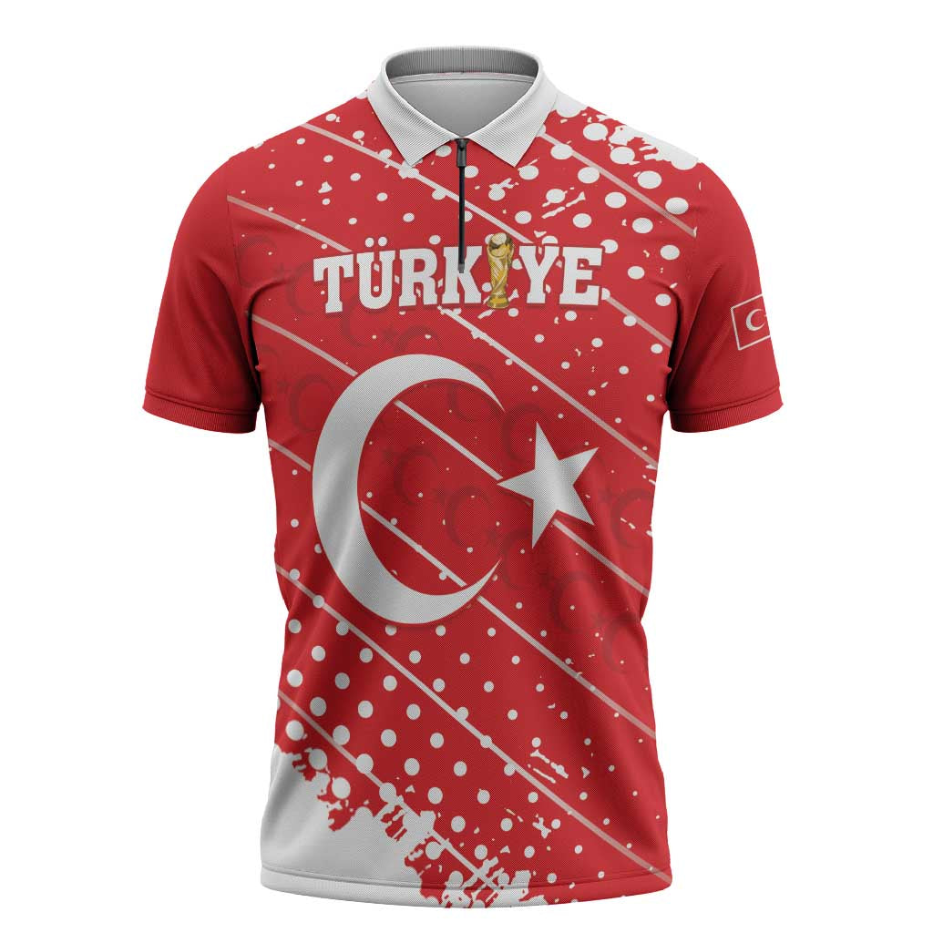 Custom Football 2026 Turkiye Zipper Polo Shirt Turkey Ay-Yıldızlılar