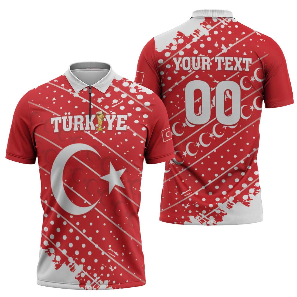 Custom Football 2026 Turkiye Zipper Polo Shirt Turkey Ay-Yıldızlılar
