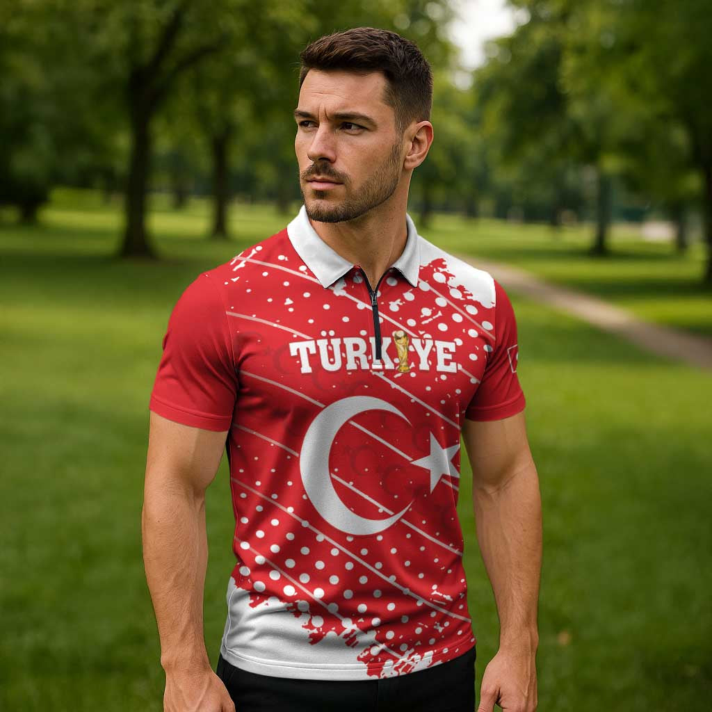 Custom Football 2026 Turkiye Zipper Polo Shirt Turkey Ay-Yıldızlılar