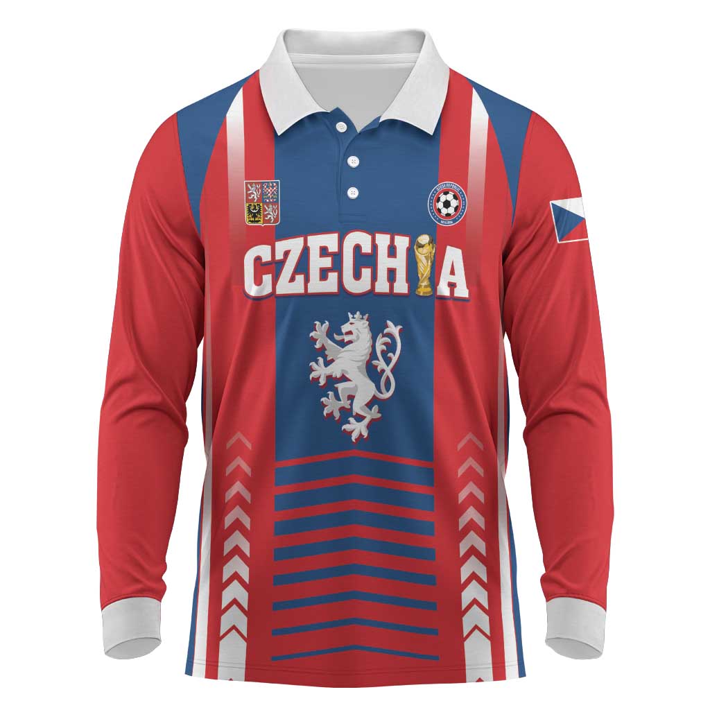 Custom Football 2026 Czechia Long Sleeve Polo Shirt Czech Republic Proud Lions