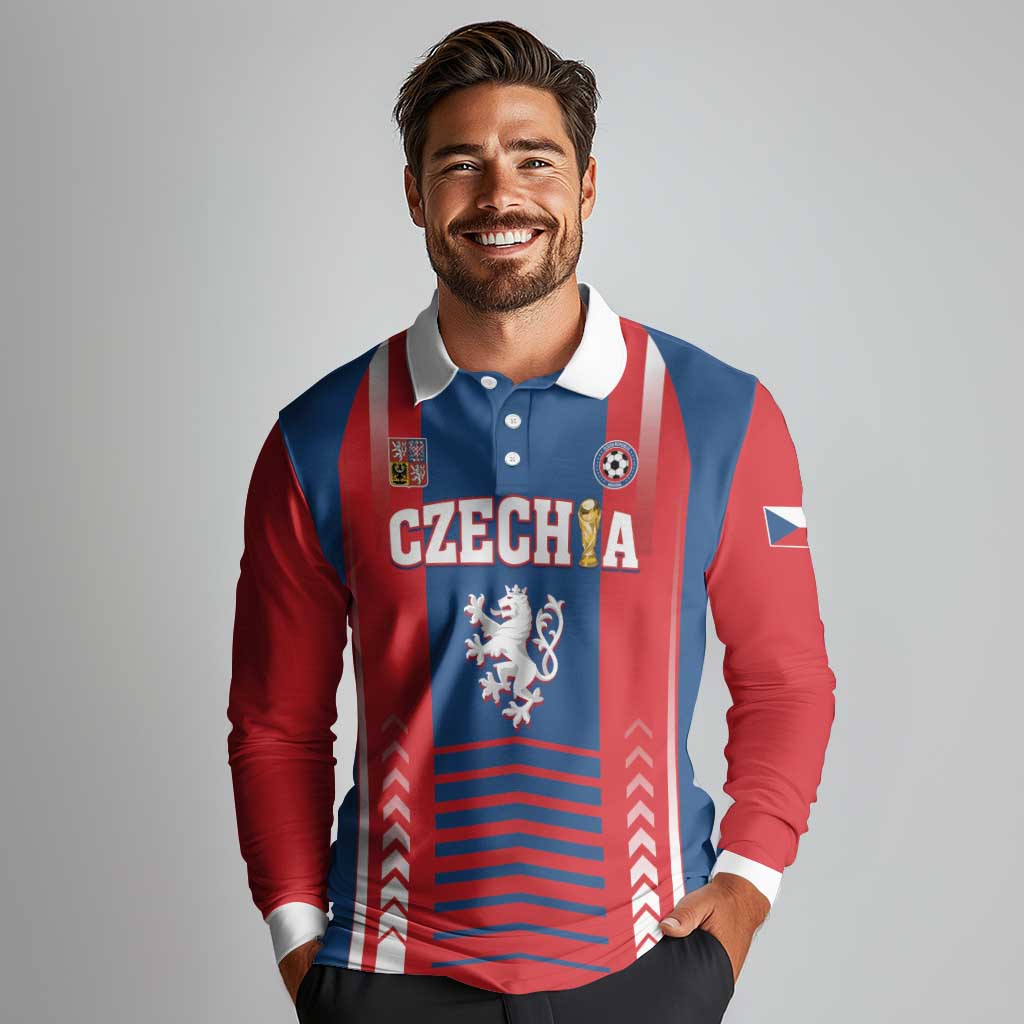 Custom Football 2026 Czechia Long Sleeve Polo Shirt Czech Republic Proud Lions