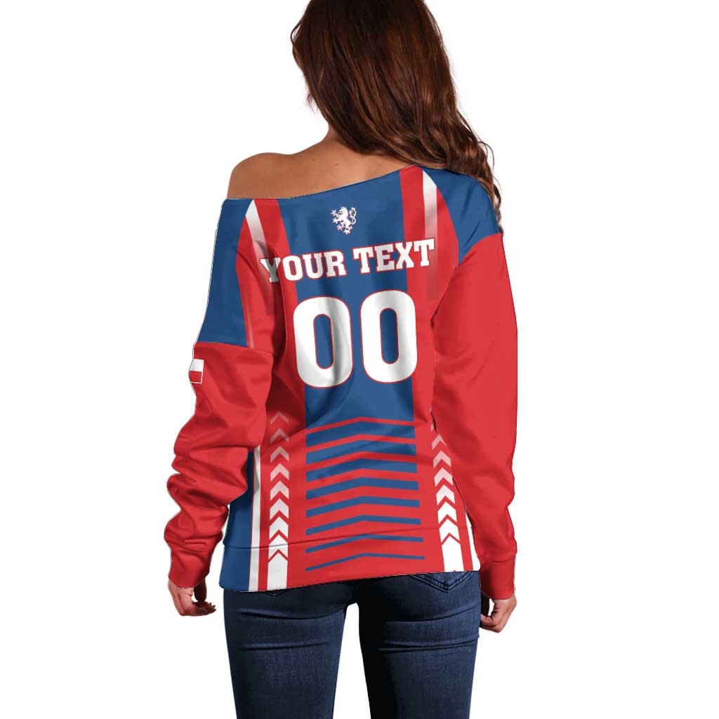 Custom Football 2026 Czechia Off Shoulder Sweater Czech Republic Proud Lions